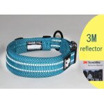 Collier pour chien confortable en nylon rembourr� + bande r�fl�chissante 3m. couleur bleu roy taille ...