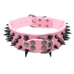 Collier chien cuir matelass clout anti - morsure large 5 cm pour chiens moyens et grands (xs) label ...