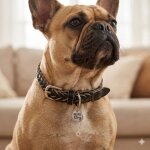 Collier pour chien en cuir tress� noir