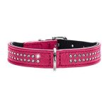 Collier pour chien - hunter - diamond petit - cuir nappa - rose - taille petite