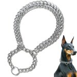 Collier chien inoxydable - 1 pi�ce 50cm �trangleur double rang�e chrom� - convient pour races poils courts ...