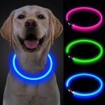 Collier pour chien led s�curit� lumineux rechargeable usb 100mah ajustable 70cm3 changement couleur