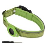Collier pour chien - anti - perte - vert - nylon - housse de protection - suivi gps