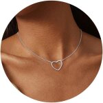 Collier coeur femme collier argent 925 filles pendentif coeur mignon pendentif coeur ouvert chaine coeur ...
