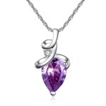 Magnifique collier cristal amthyste baign dans lor blanc. livr avec ecrin. cadeau femme idal nol. ...