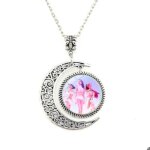 Collier croissant de lune argent ? pendentif k - pop 2 cm ? chane fantaisie femme / fille ? cadeau ...