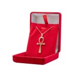Collier croix ankh en plaqu� or v�ritable pendentif egyptienne de la vie eternelle avec chaine 45cm pour ...