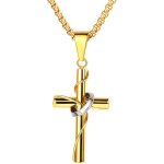 Collier croix chretienne femme homme pendentif croix avec chane ajustable 55 + 5cm en acier inoxydable ...