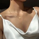 Collier croix ras de cou or perles zircon ? bijou religieux chrtien acier inoxydable ? bijoux bohme ...