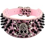 Collier en cuir pu avec larges pointes et clous pour chiens de taille moyenne à grande conçu pour les ... Collier en cuir pu avec larges pointes et clous pour chiens de taille moyenne à grande conçu pour les ...