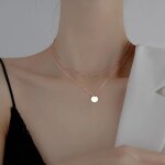 Collier double en ras de cou or ? pendentif rond pour femme ? bijou de mode ? cadeau pour elle ? cadeau ...