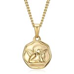 Collier - enfant - pendentif - mdaille - ange - baptme - plaqu or jaune 585 / 1000 - 3 microns - 45 ...
