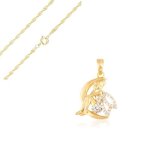 Collier - enfant - chane torsade - pendentif - fe clochette - cristal - blanc - plaqu or jaune 750 ...