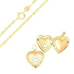 Collier - enfant / femme - cha�ne et pendentif - coeur - m�daillon - photo - plaqu� or jaune 750 / 1000 ...
