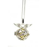Collier fantaisie avec bola de grossesse ailes dange en mtal argent