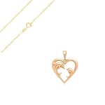 Collier - femme - chaîne et pendentif - coeur - dauphin - plaqué or jaune 750 / 1000 - 3 microns - 45 ... Collier - femme - chaîne et pendentif - coeur - dauphin - plaqué or jaune 750 / 1000 - 3 microns - 45 ...