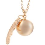Collier - femme - pendentif - bola de grossesse - boule - aile dange - acier - inoxydable - dor - 80 ...