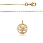 Collier - femme - chaîne forçat - pendentif - arbre de vie - plaqué or jaune 750 / 1000 - 3 microns - ... Collier - femme - chaîne forçat - pendentif - arbre de vie - plaqué or jaune 750 / 1000 - 3 microns - ...