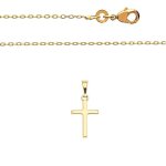 Collier - femme - chaîne forçat - pendentif - croix - lisse - plaqué or jaune 750 / 1000 - 3 microns ... Collier - femme - chaîne forçat - pendentif - croix - lisse - plaqué or jaune 750 / 1000 - 3 microns ...