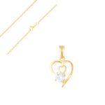 Collier - femme - chane et pendentif - coeur - love - plaqu or jaune 750 / 1000 - 3 microns - 45 cm ...
