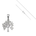 Collier - femme - chane et pendentif - arbre de vie - cristal - blanc - argent fin 925 / 1000 - 45 cm ...