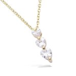Collier - femme - chane et pendentif - chute - coeur - cristal - blanc - plaqu or jaune 750 / 1000 ...