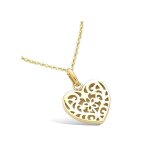 Collier - femme - cha�ne et pendentif - coeur - ajour� - plaqu� or jaune 750 / 1000 - 45 cm - bijou fabriqu� ...