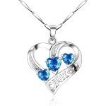 Collier - femme - chane et pendentif - coeur - cristal autrichien - turquoise - argent fin 925 / 1000 ...