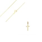 Collier - femme - pendentif - croix - lisse - plaqu� or jaune 750 / 1000 - 3 microns - 45 cm - v�nitienne ...