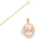 Collier - femme - chaîne et pendentif - ovale - camée - rose - plaqué or jaune 585 / 1000 - 14 carats ... Collier - femme - chaîne et pendentif - ovale - camée - rose - plaqué or jaune 585 / 1000 - 14 carats ...
