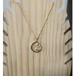 Collier - femme - pendentif - �vid� - papillon - cristal - blanc - plaqu� or jaune 750 / 1000 - 3 microns ...