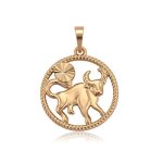 Collier - femme - signe zodiaque - taureau - cha�ne et pendentif - plaqu� or jaune 750 / 1000 - 3 microns ...