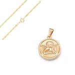Collier - femme - cha�ne torsad�e - pendentif - m�daille - ange - gabriel - plaqu� or jaune 750 / 1000 ...