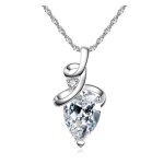Collier - femme - chaîne torsadée - pendentif - goutte - cristal autrichien - blanc - argent fin 925 ... Collier - femme - chaîne torsadée - pendentif - goutte - cristal autrichien - blanc - argent fin 925 ...