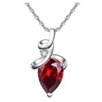Collier - femme - chaîne et pendentif - goutte - cristal autrichien - rouge - argent fin 925 / 1000 - ... Collier - femme - chaîne et pendentif - goutte - cristal autrichien - rouge - argent fin 925 / 1000 - ...