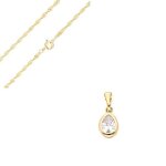 Collier - femme - chaîne torsadée - pendentif - goutte - solitaire - cristal - blanc - plaqué or jaune ... Collier - femme - chaîne torsadée - pendentif - goutte - solitaire - cristal - blanc - plaqué or jaune ...