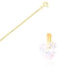 Collier - femme - chaîne vénitienne - pendentif - coeur - cristal - blanc - plaqué or jaune 750 / 1000 ... Collier - femme - chaîne vénitienne - pendentif - coeur - cristal - blanc - plaqué or jaune 750 / 1000 ...