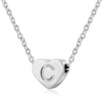 Collier femme coeur argent avec lettre pendentif collier prnom initiale femme et fille anniversaire ...