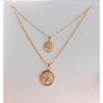 Collier - femme - double - pendentif - arbre de vie - plaqu or jaune 750 / 1000 - 3 microns - 45 cm ...