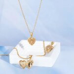 Collier - femme - chane et pendentif - mdaillon - coeur - porte photo - plaqu or jaune 750 / 1000 ...