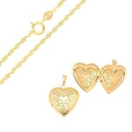 Collier - femme / enfant - pendentif - coeur - porte photo - plaqu or jaune 750 / 1000 - 45 cm