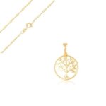 Collier - femme / enfant - arbre de vie - chane torsade - pendentif - plaqu or jaune 750 / 1000 - ...
