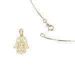Collier - femme / enfant - pendentif - main de fatma - plaqué or jaune 750 / 1000 - 45 cm - 25 x 18 mm ... Collier - femme / enfant - pendentif - main de fatma - plaqué or jaune 750 / 1000 - 45 cm - 25 x 18 mm ...