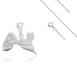 Collier - homme / femme - chane et pendentif - carte - guadeloupe - argent fin 925 / 1000 - 50 cm
