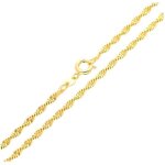 Chane de cou - femme - maille torsade - cisele - 60 cm - 2 mm - plaqu or jaune 750 / 1000 - 3 microns ...