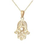 Collier - femme - chaîne et pendentif - main de fatma - 50 cm - plaqué or jaune 750 / 1000 - 3 microns ... Collier - femme - chaîne et pendentif - main de fatma - 50 cm - plaqué or jaune 750 / 1000 - 3 microns ...