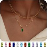 Collier femme or14k plaqu or collier avec pierre de naissancebirthstone diamant pendentif colliercollier ...