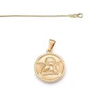 Collier - femme - chane et pendentif - mdaille - ange - gabriel - 45 cm - 35 cm - plaqu or jaune 750 ...