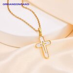 Collier femme - personnalit� bronze shell croix pendentif bijoux accessoires - dor�e