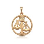 Collier - femme - signe zodiaque - balance - cha�ne et pendentif - plaqu� or jaune 750 / 1000 - 3 microns ...